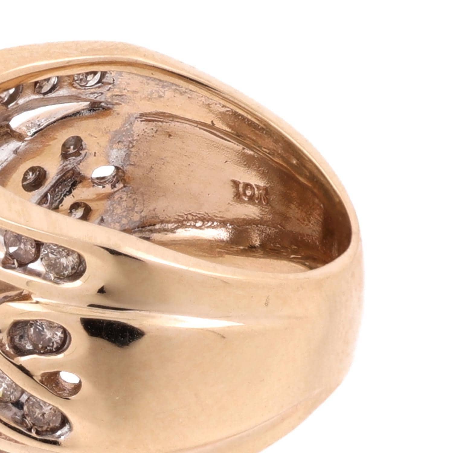 Weaved Diamond Wide Band Ring 10K Gold Twisted Swirl 1.00 TW Size 6 Ladies