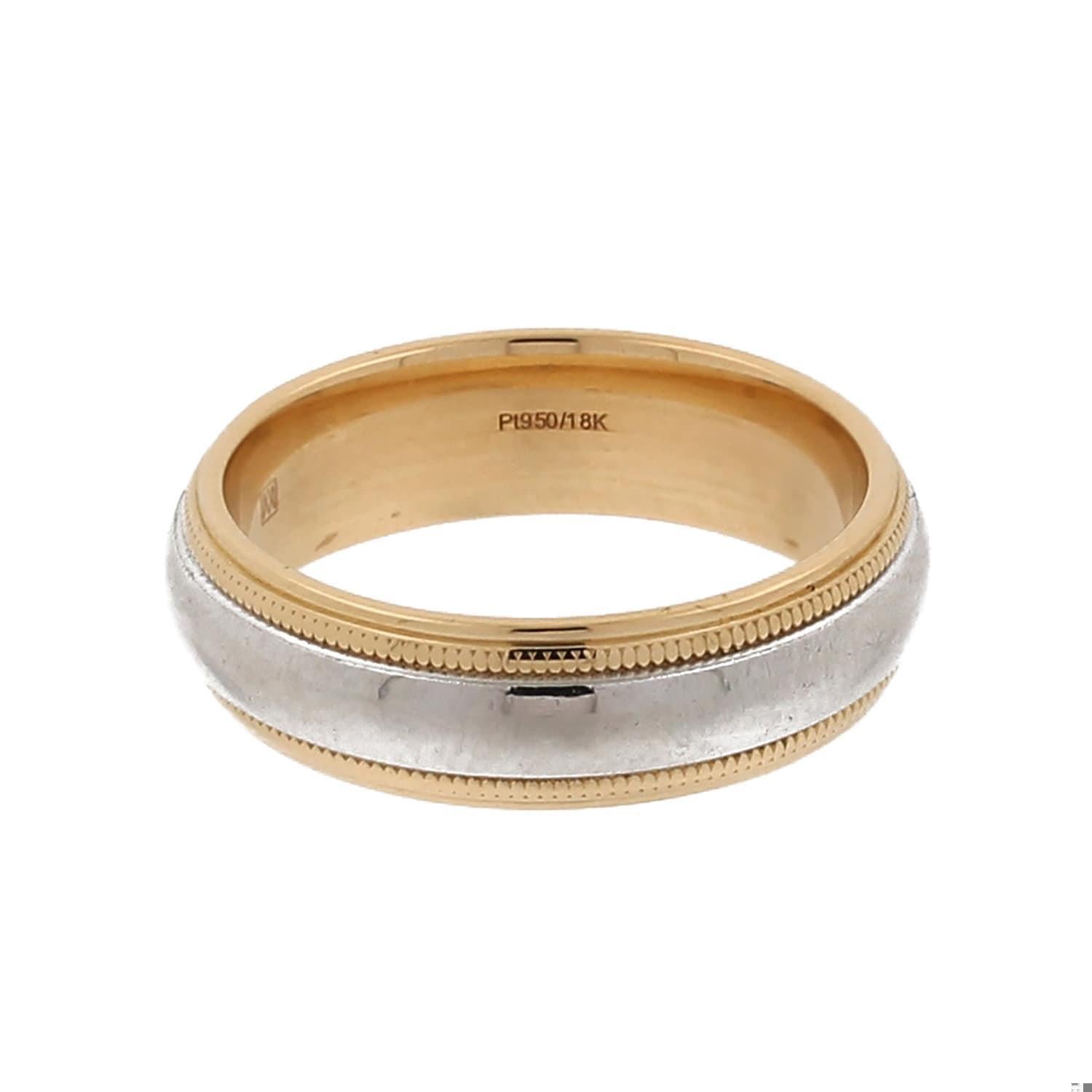 Wedding Anniversary Band Ring 18K Yellow Gold & Platinum Overlay Unisex SZ 7.75