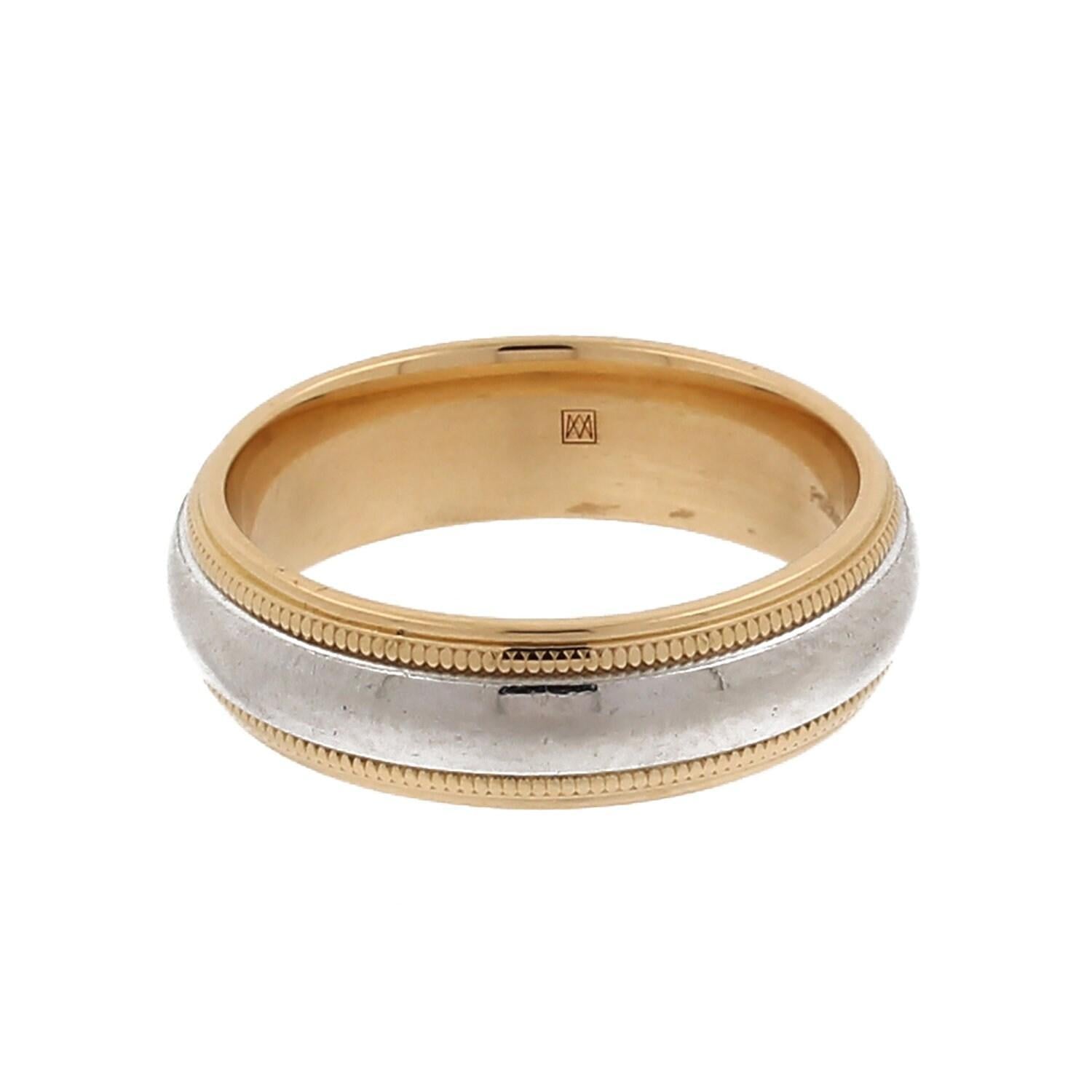 Wedding Anniversary Band Ring 18K Yellow Gold & Platinum Overlay Unisex SZ 7.75