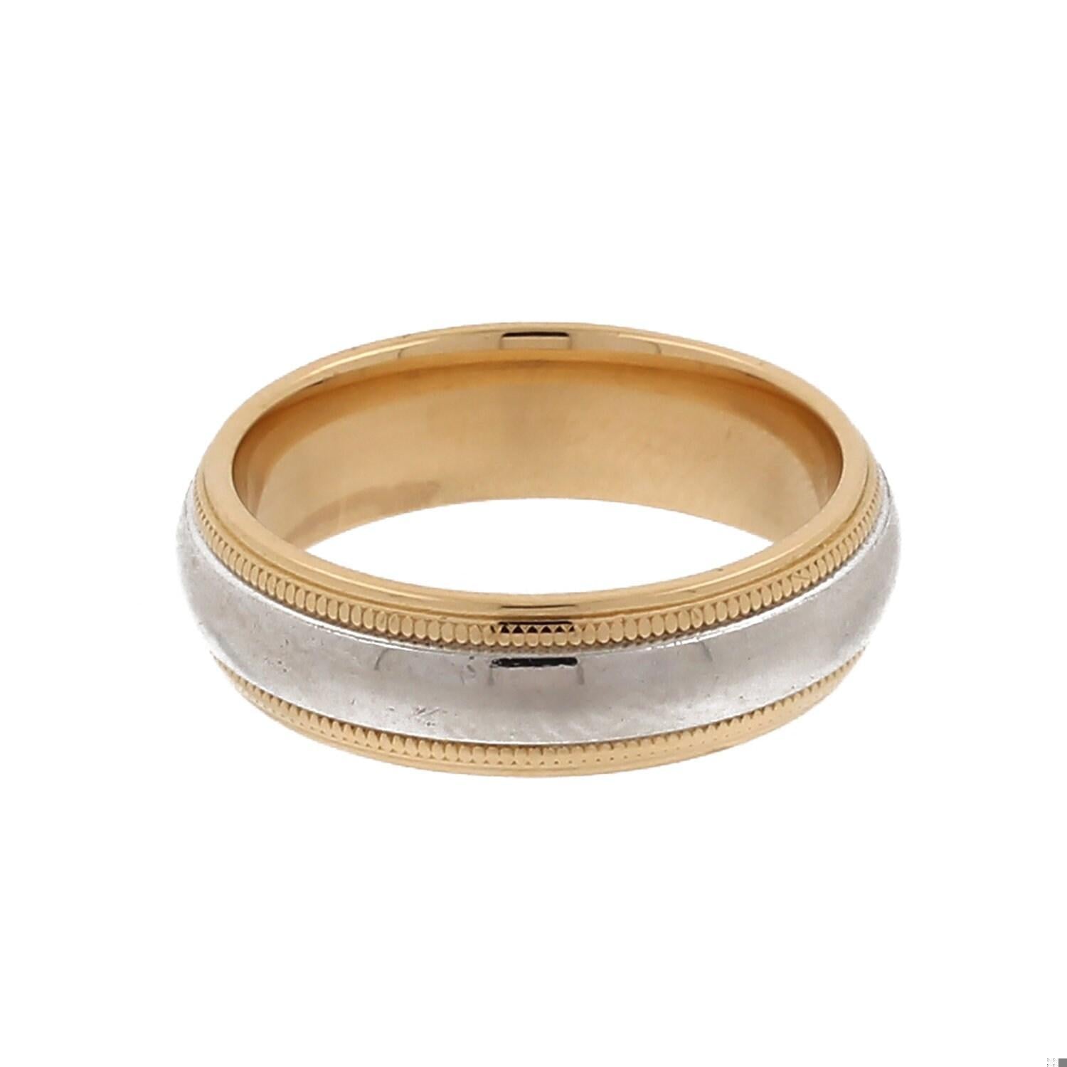 Wedding Anniversary Band Ring 18K Yellow Gold & Platinum Overlay Unisex SZ 7.75