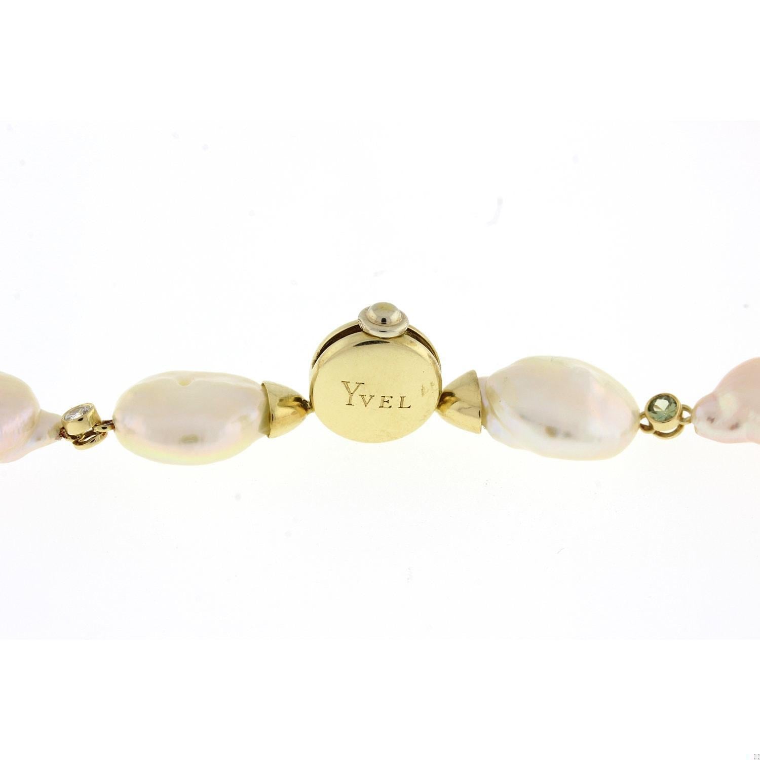 Yvel Baroque Pearl Multi Colored Topaz Necklace 18K Yellow Gold 17" Ladies