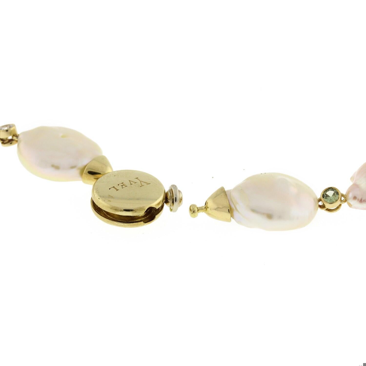 Yvel Baroque Pearl Multi Colored Topaz Necklace 18K Yellow Gold 17" Ladies