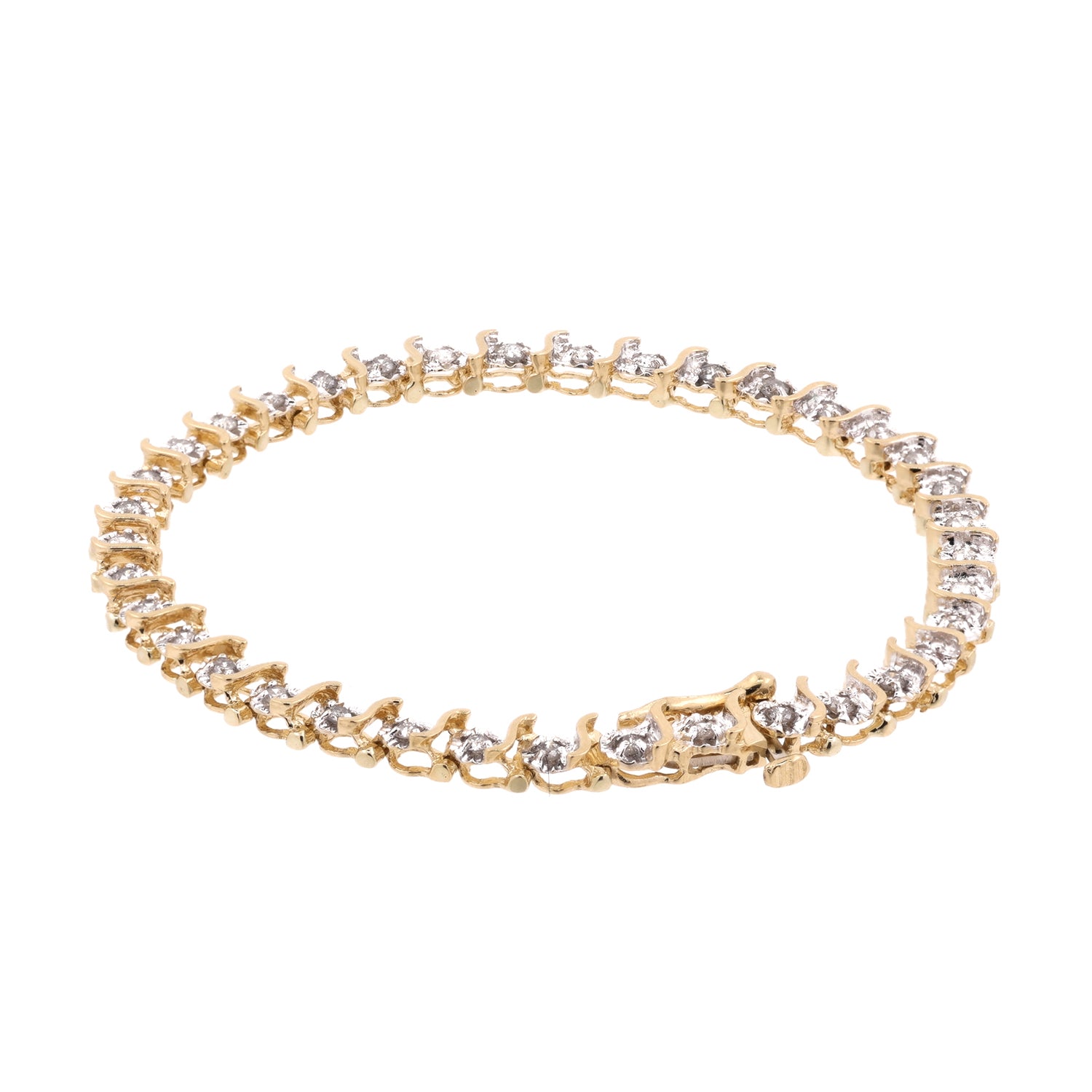 1.00 TW S-Link Diamond Tennis Bracelet 14K Gold 6.75" Estate