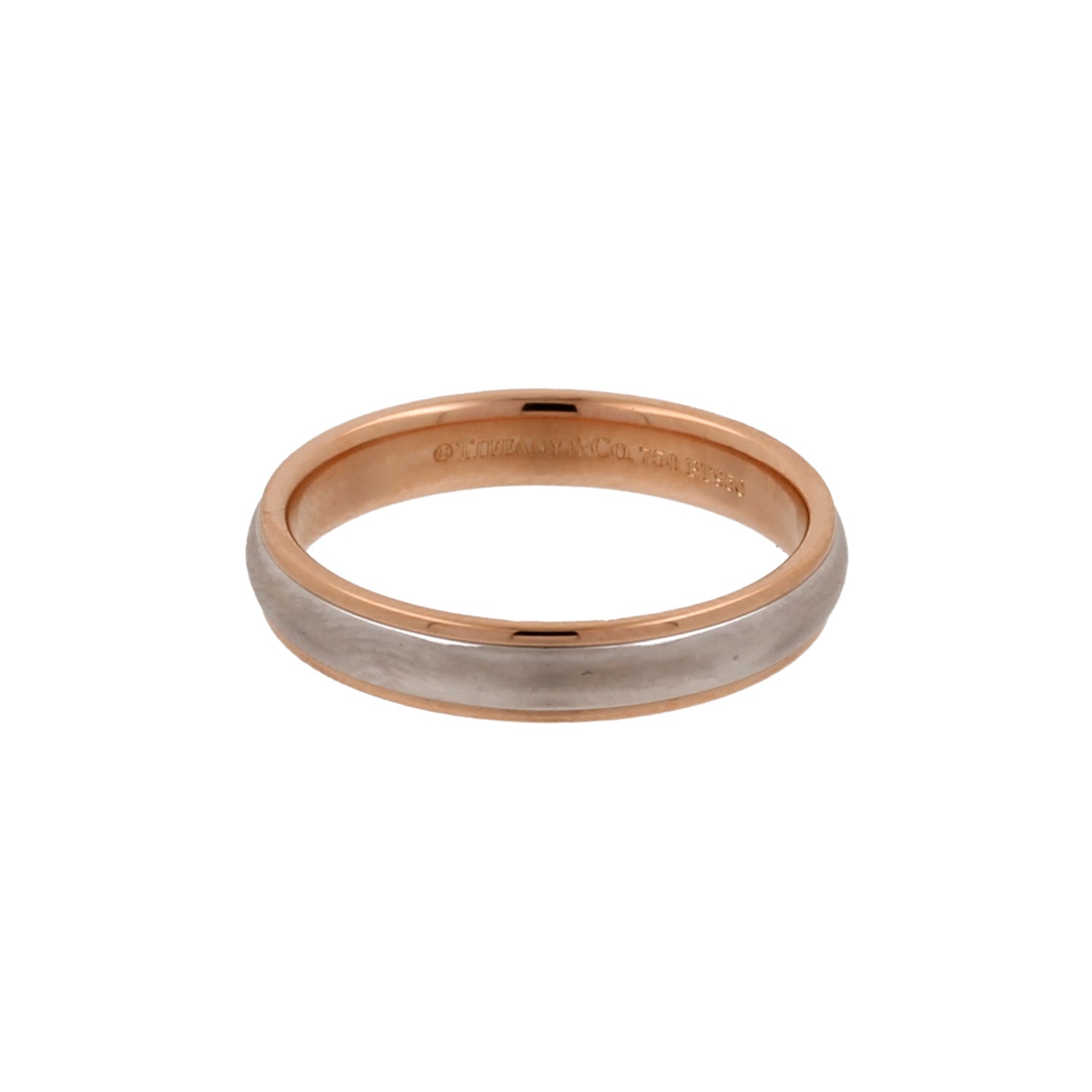 Tiffany & Co. Lucida Band Ring 4mm Platinum 950 18K Rose Gold Size 8.75 Unisex