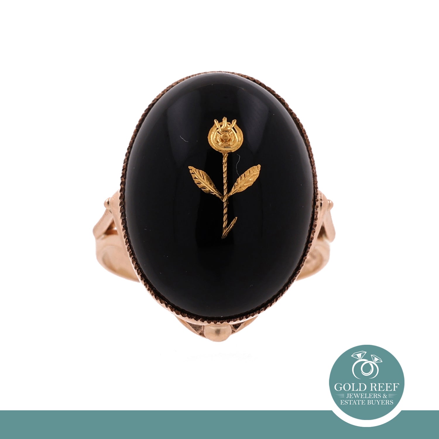 10k online yellow gold onyx ring size 7.5