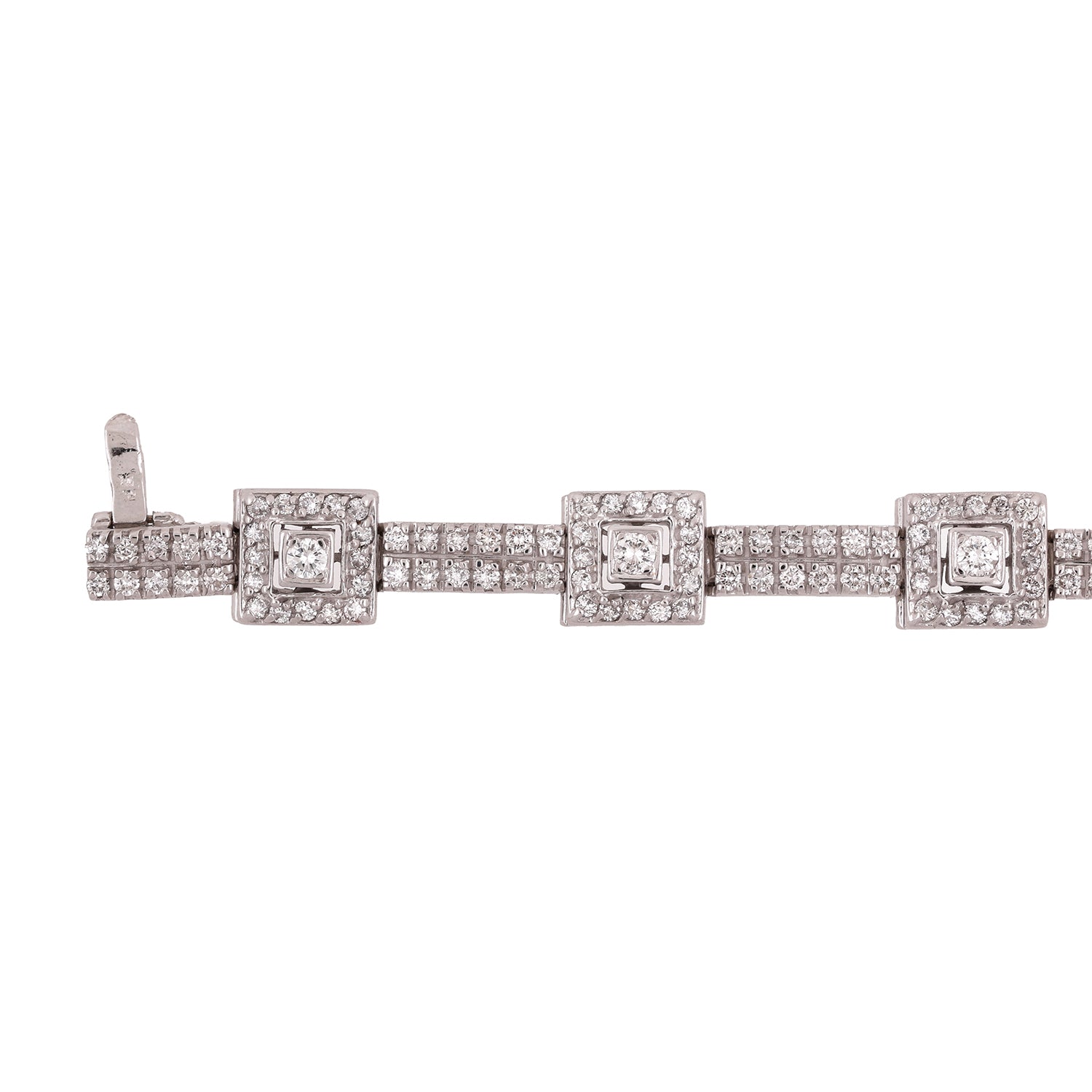 14K White Gold Diamond Station Bracelet 5.00 CTW Size 7"