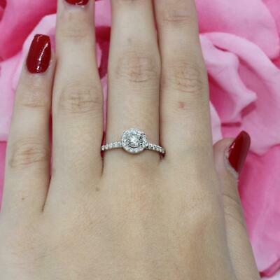 Kay Diamond Solitaire Halo Engagement Ring 14K W/Gold 0.70 TW Round Acc SZ 8.25