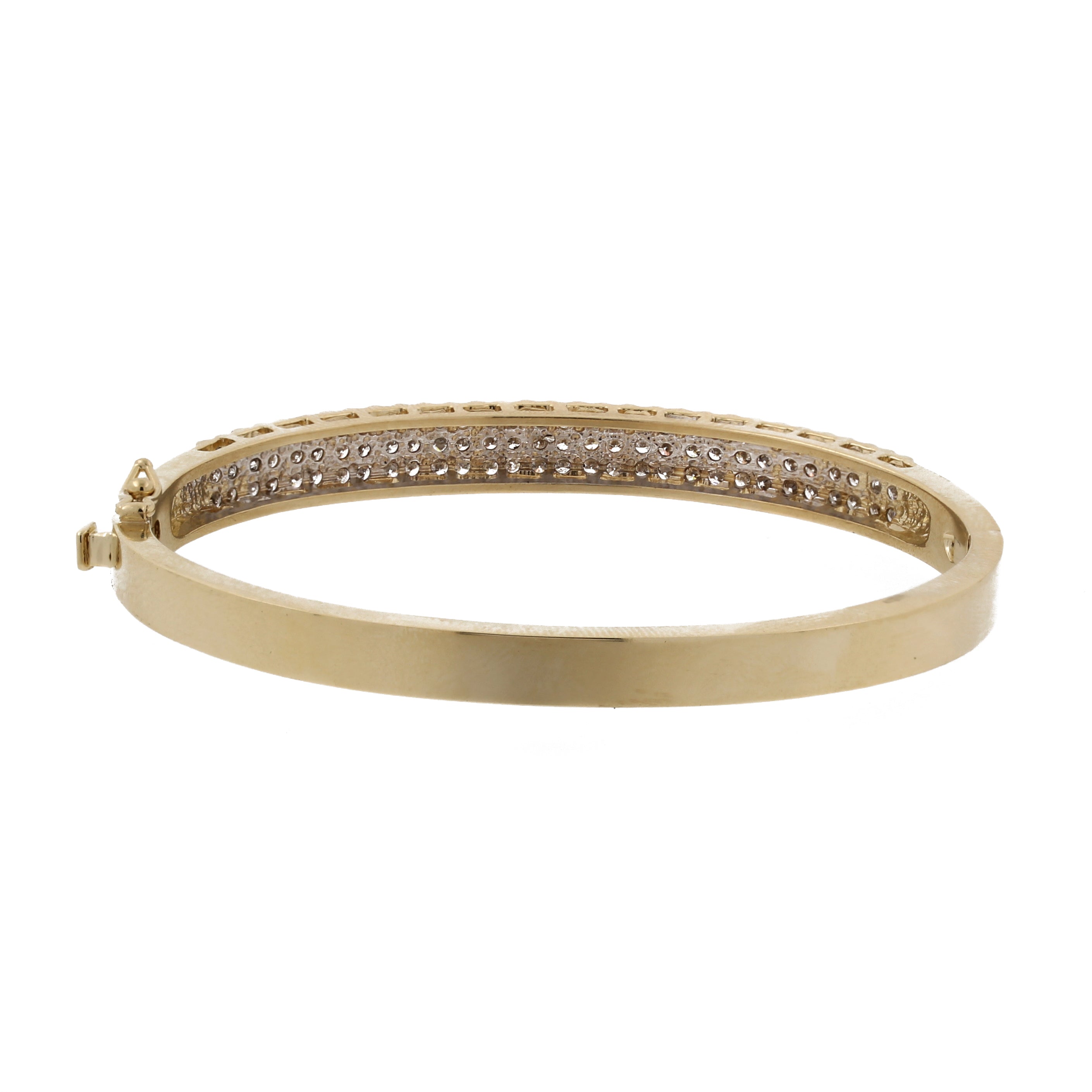 3-Row Diamond Bangle Bracelet 14K Yellow Gold 2.00 CTW 6.75" Estate