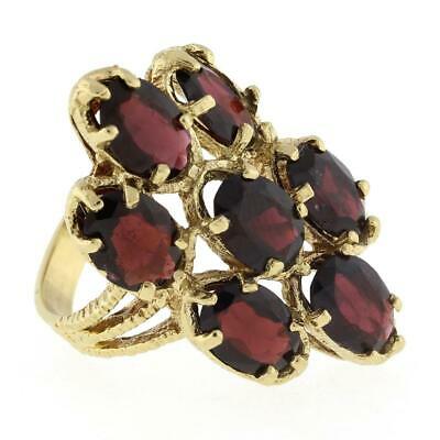 Vintage Garnet Gemstone Statement Ring 14K Yellow Gold 9.80 CTW Oval Gems SZ 7