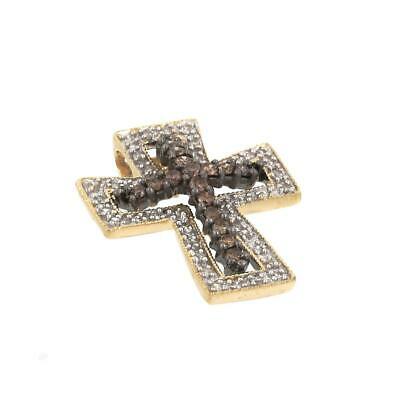 Religious Diamond Cross Pendant 14K 2-Tone Gold 0.66 TW Chocolate Diamonds 0.90"