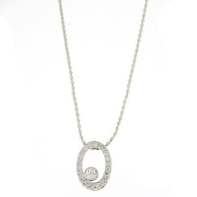 Diamond Oval Pendant 14K White Gold 1.50 CTW Round Diamond Bezel Estate