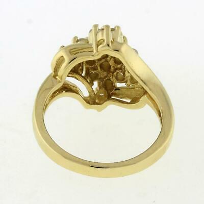 Estate Diamond Cluster Floral Swirl Ring 14K Yellow Gold 0.75 CTW Ladies SZ 4.5