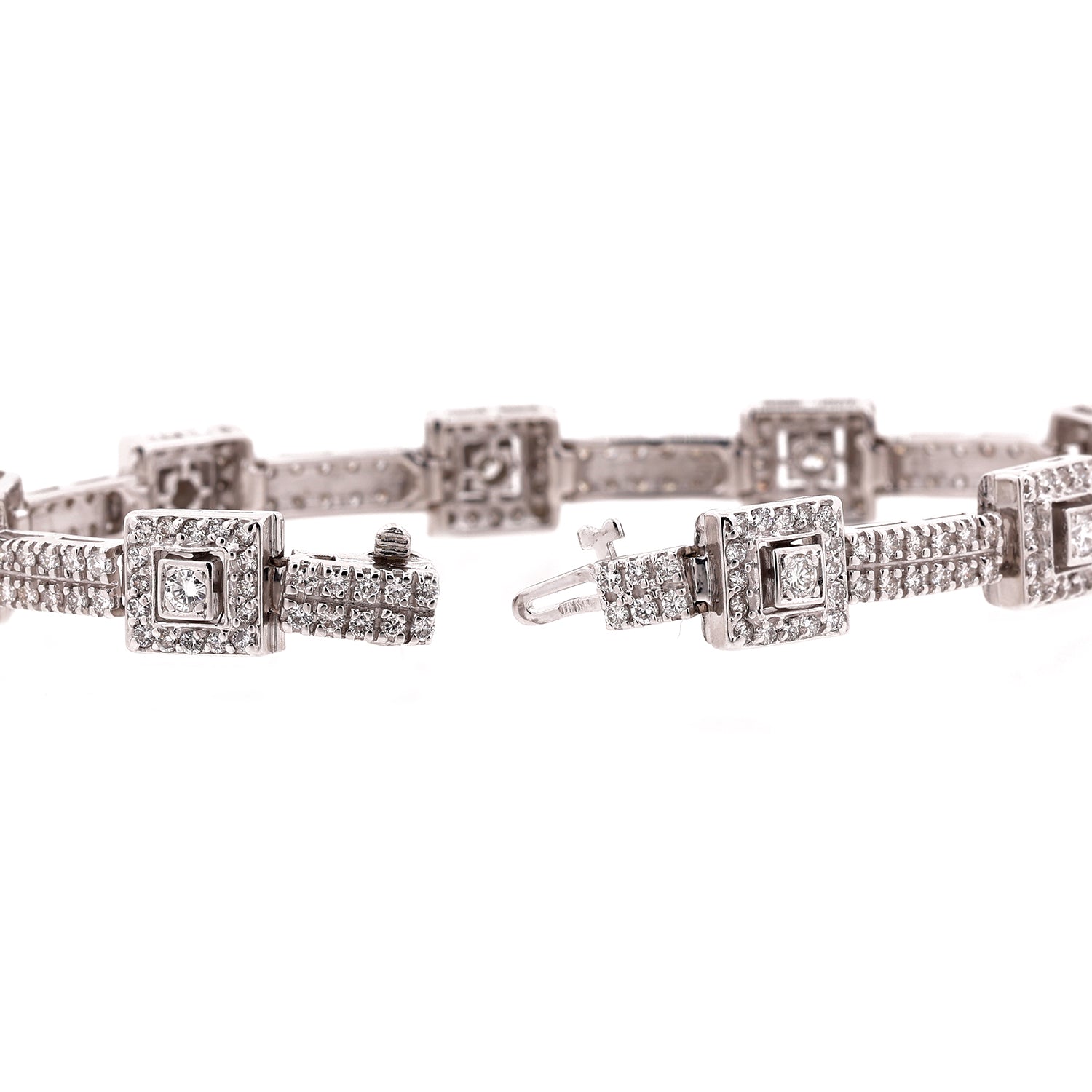 14K White Gold Diamond Station Bracelet 5.00 CTW Size 7"