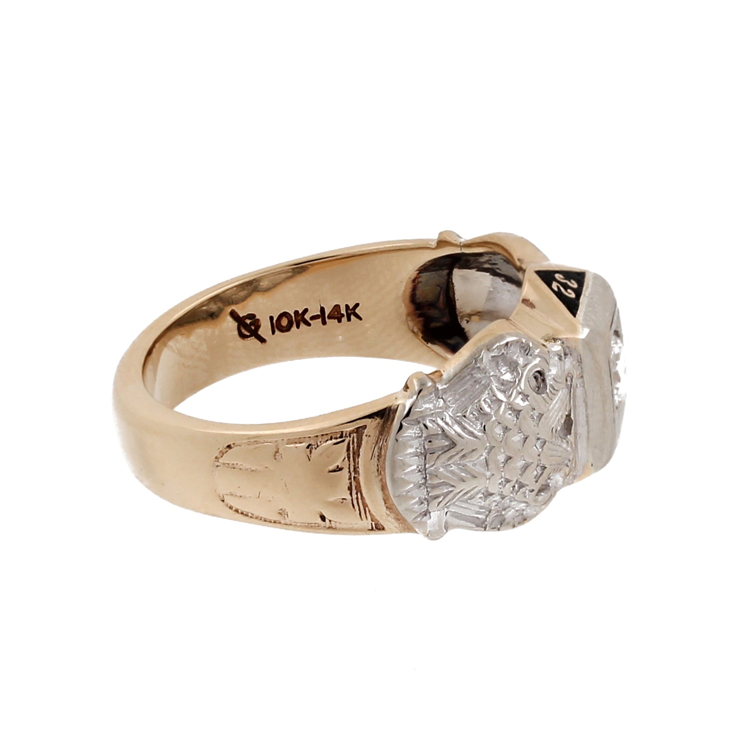 Men's Masonic Level 32 Diamond Ring 10K-14K Two-Tone Gold 0.35 CTW Size 11.5