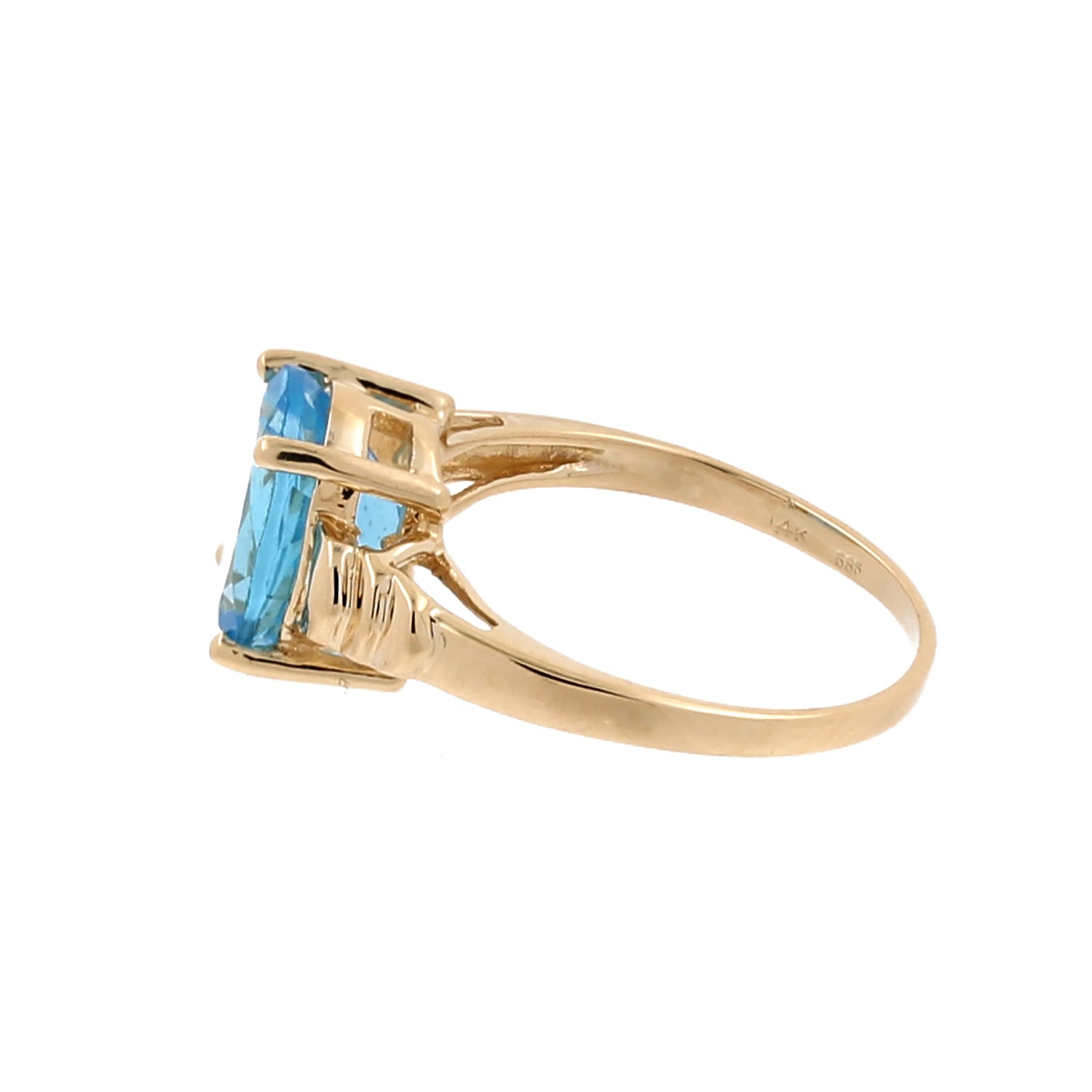 Swiss Blue Topaz Diamond Cocktail Ring 14K Yellow Gold 3.64 CTW SZ 6.5