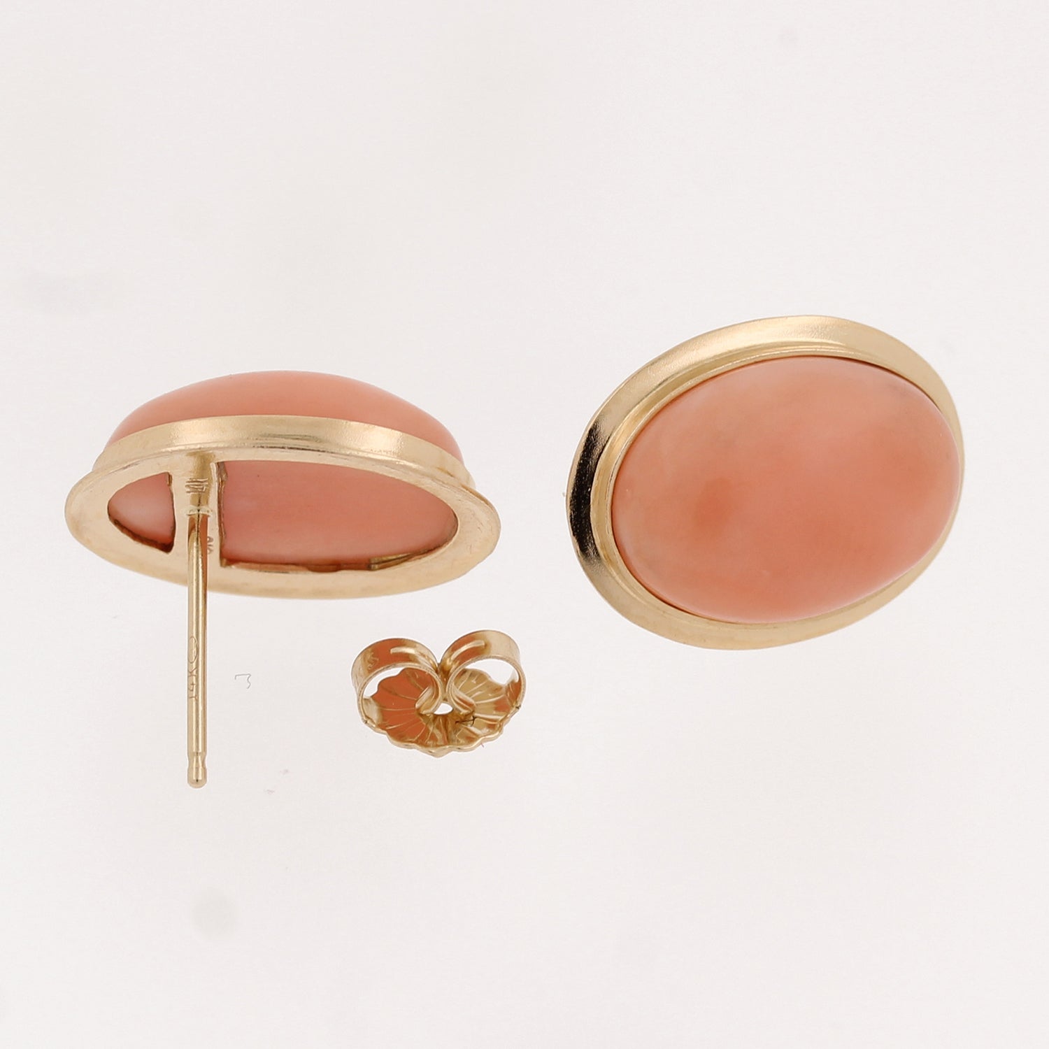 Vintage Pink Opal Stud Earrings 14K Yellow Gold Ladies