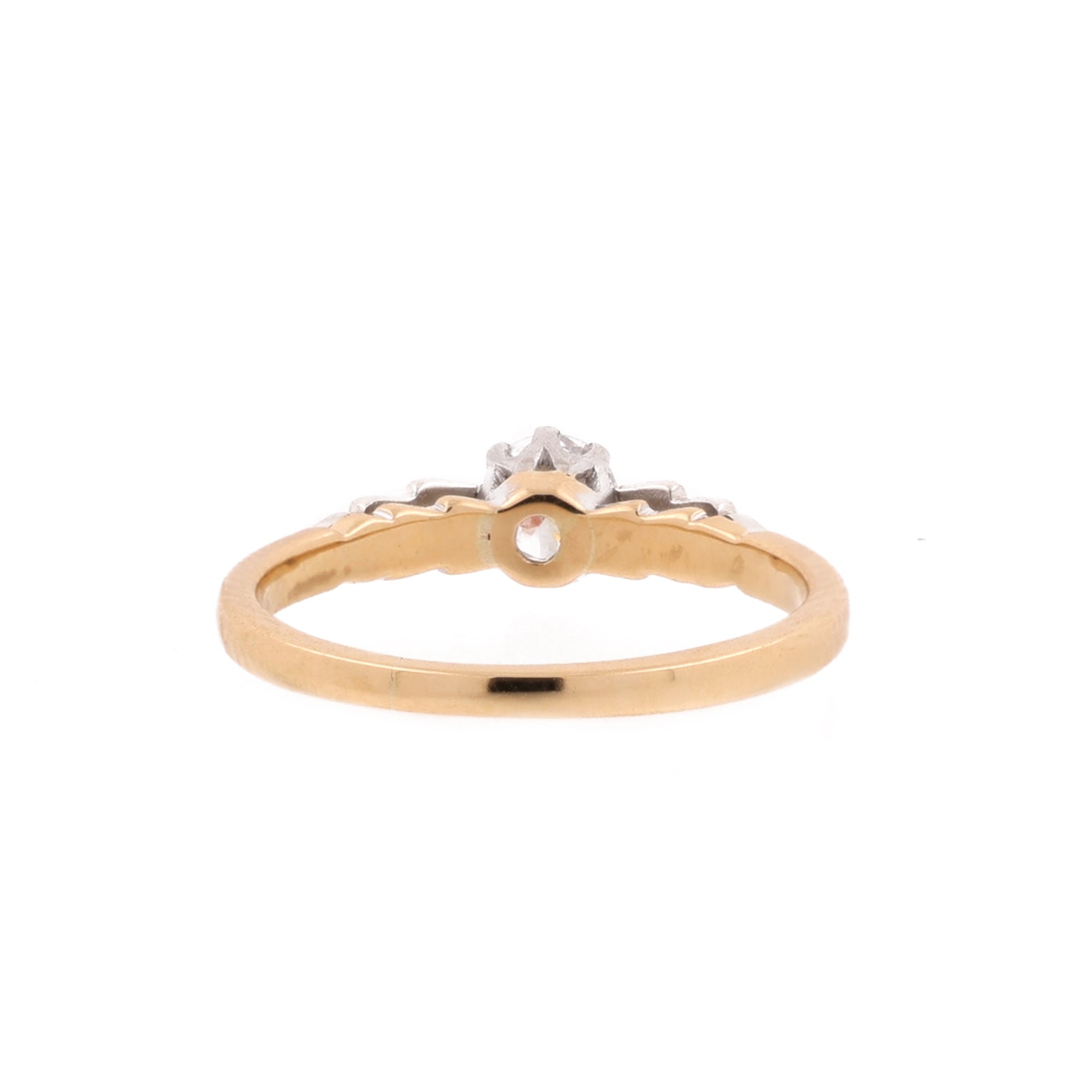 0.28 TW Diamond Solitaire Engagement Ring With Accents 18K Gold Size 5.75