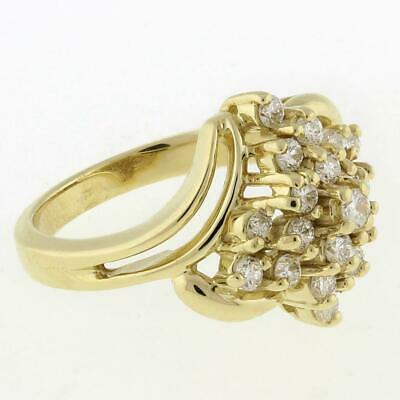 Estate Diamond Cluster Floral Swirl Ring 14K Yellow Gold 0.75 CTW Ladies SZ 4.5