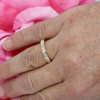 Half Eternity Diamond Band Ring 14K Yellow Gold 1.00 CTW Channel Set Size 11.75