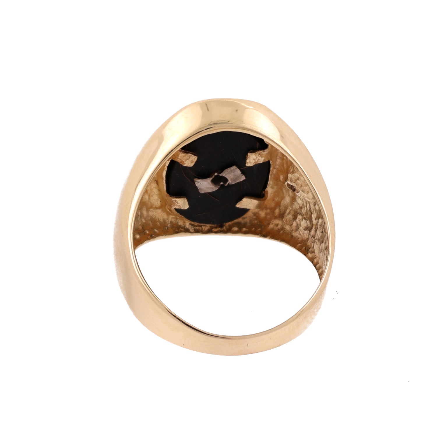 Men's Black Onyx Diamond Signet Ring 14K Yellow Gold Size 9.25 Estate