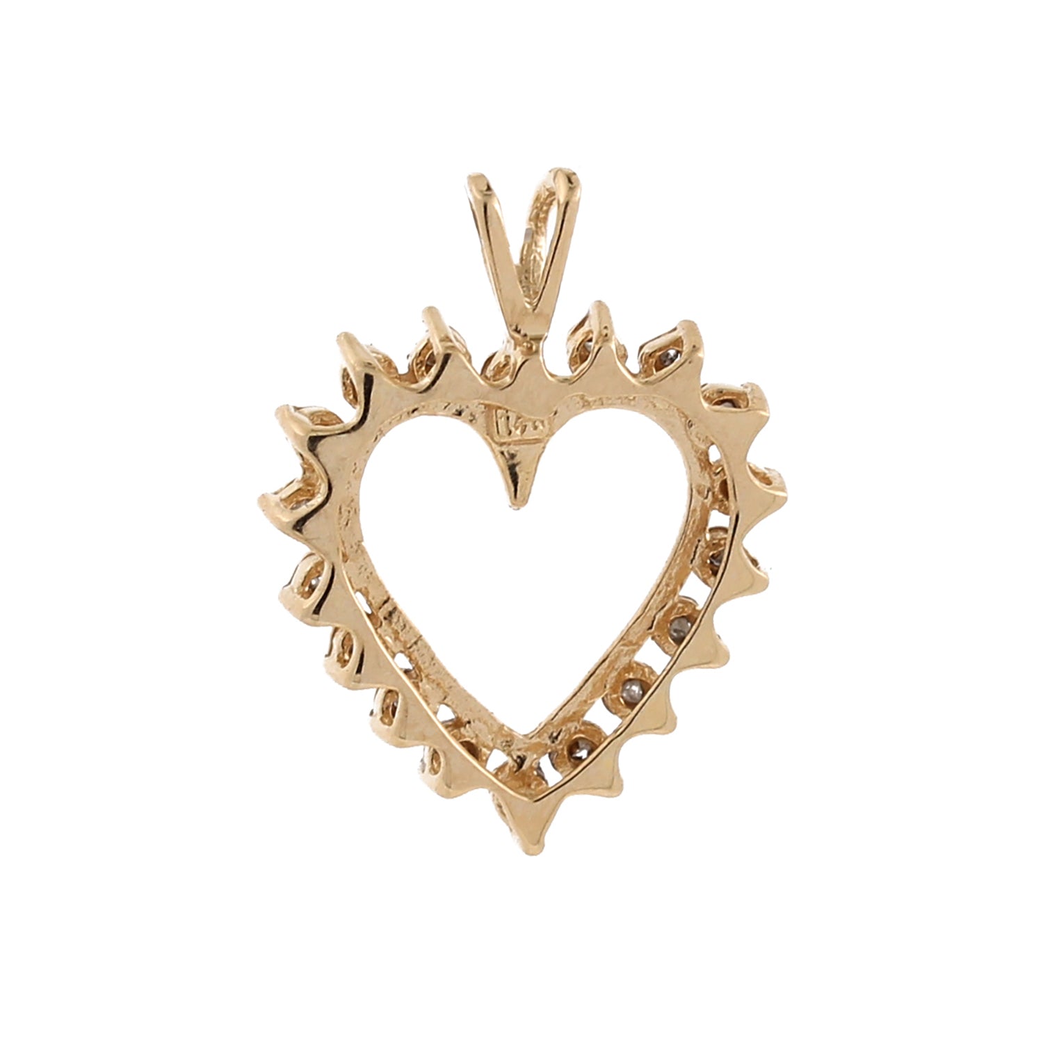 Diamond Open Heart Pendant Charm 14K Yellow Gold 0.20 CTW 1" Ladies Girls