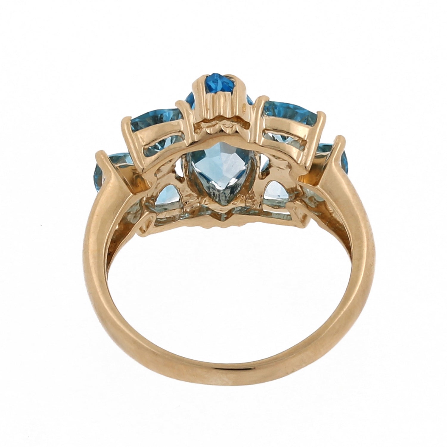 Estate Swiss Blue Topaz Cocktail Ring 14K Y/Gold Size 6.5 3.83 CTW