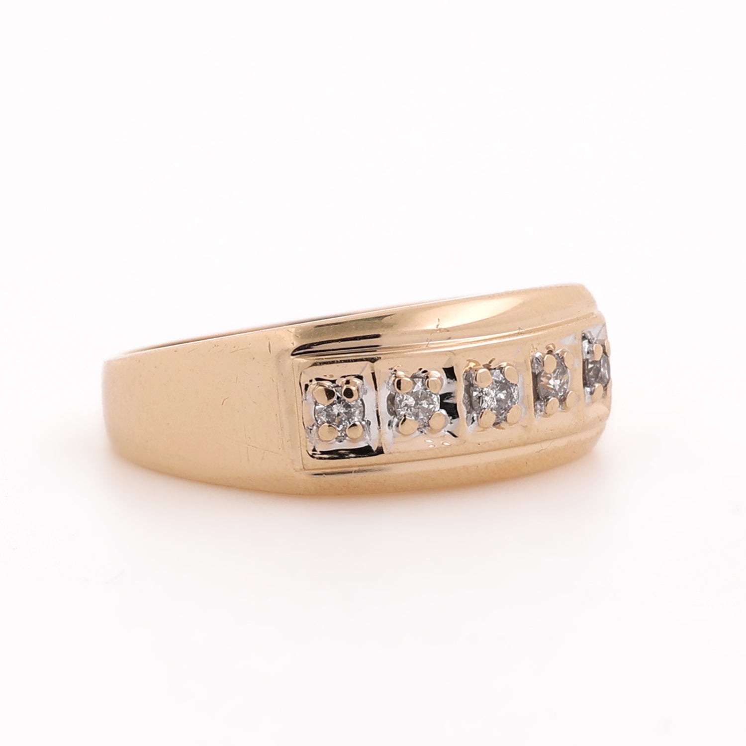 Men's 5-Stone Diamond Band Ring 0.33 TW Round Diamonds 14K Yellow Gold Size 9.5