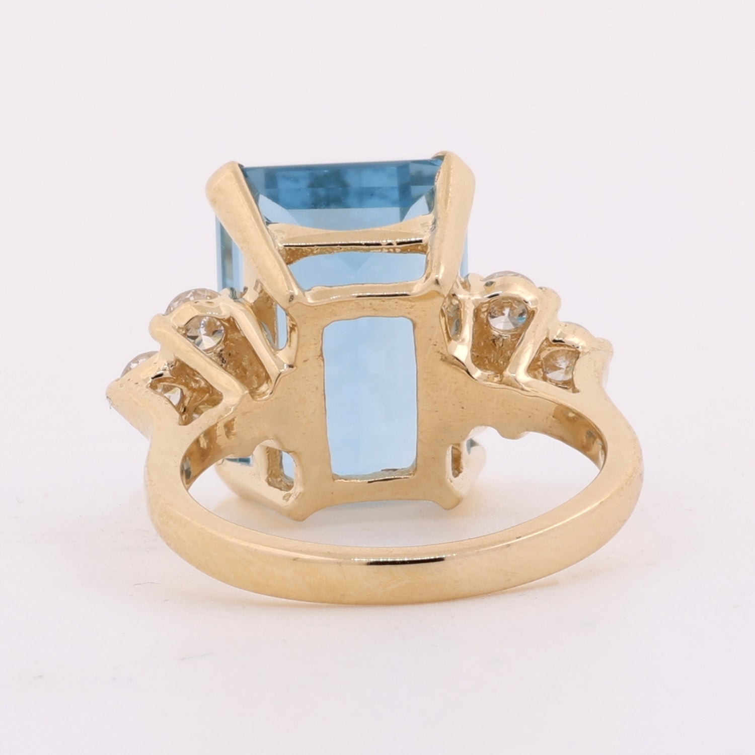 9.40 CTW Swiss Blue Topaz Diamond Statement Ring 14K Yellow Gold Size 6.25