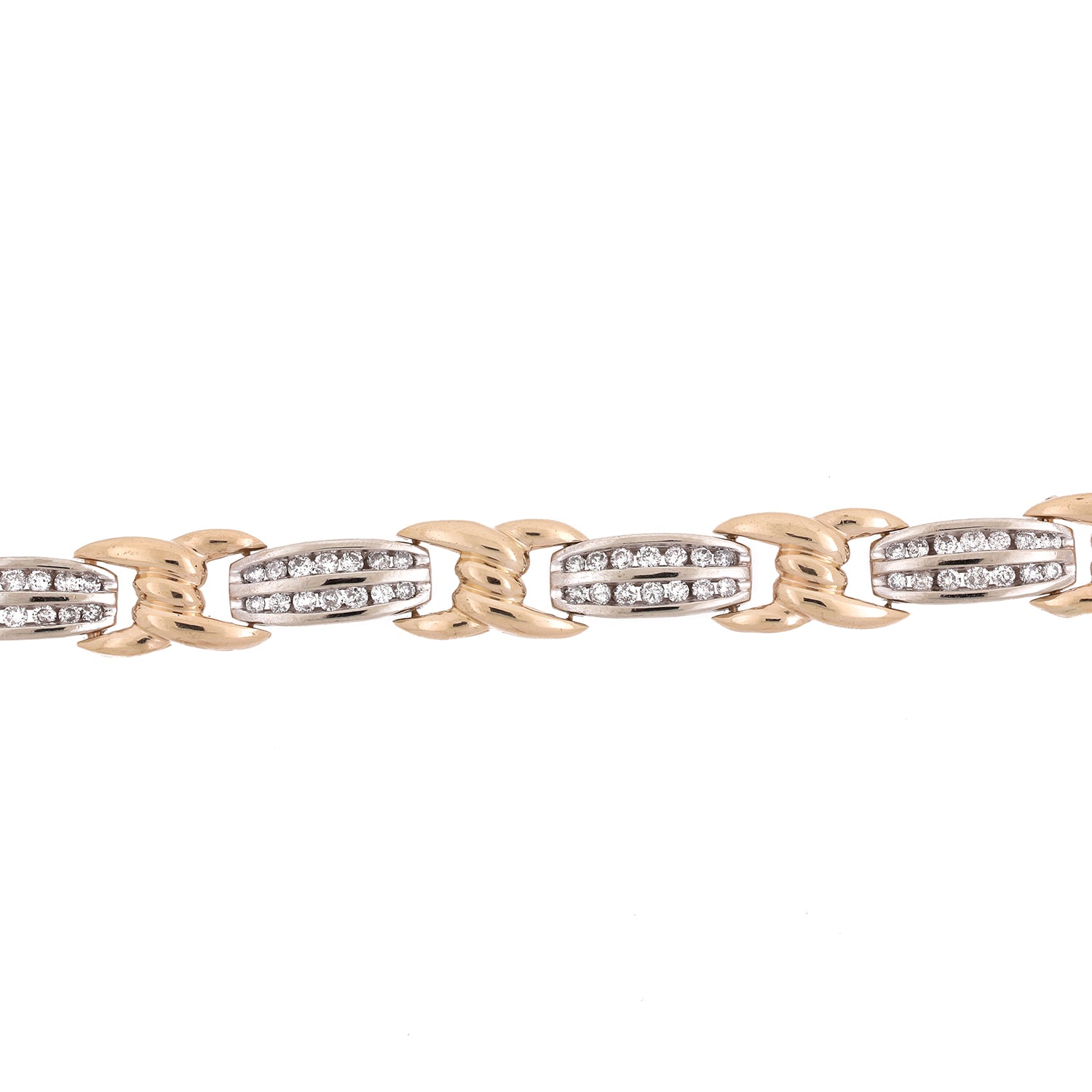 2.00 TW Diamond Station Bracelet 14K Two-Tone Gold 6.75"