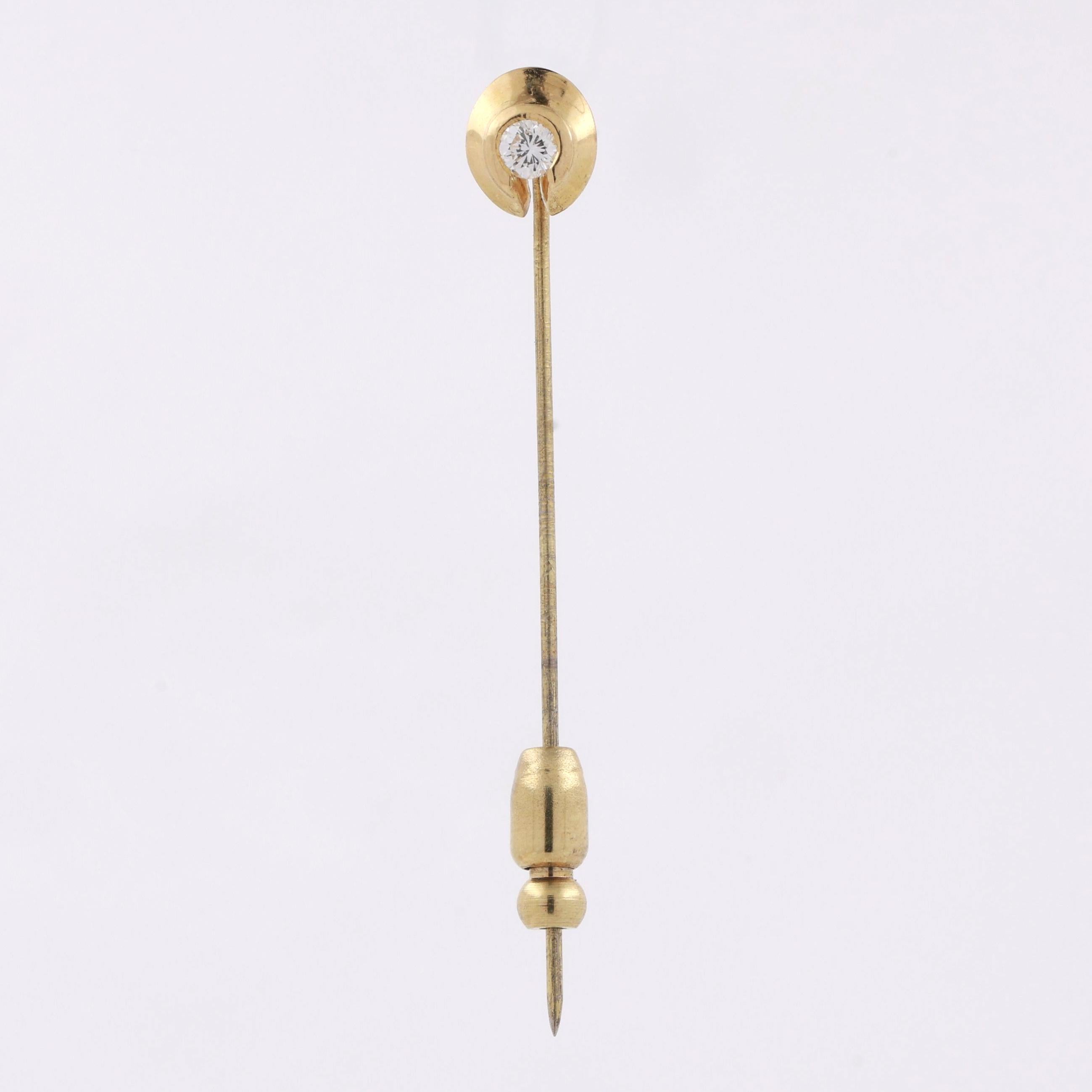 Vintage Estate Yellow Gold Diamond Brooch Pin 0.15 CT 2.05" Ladies