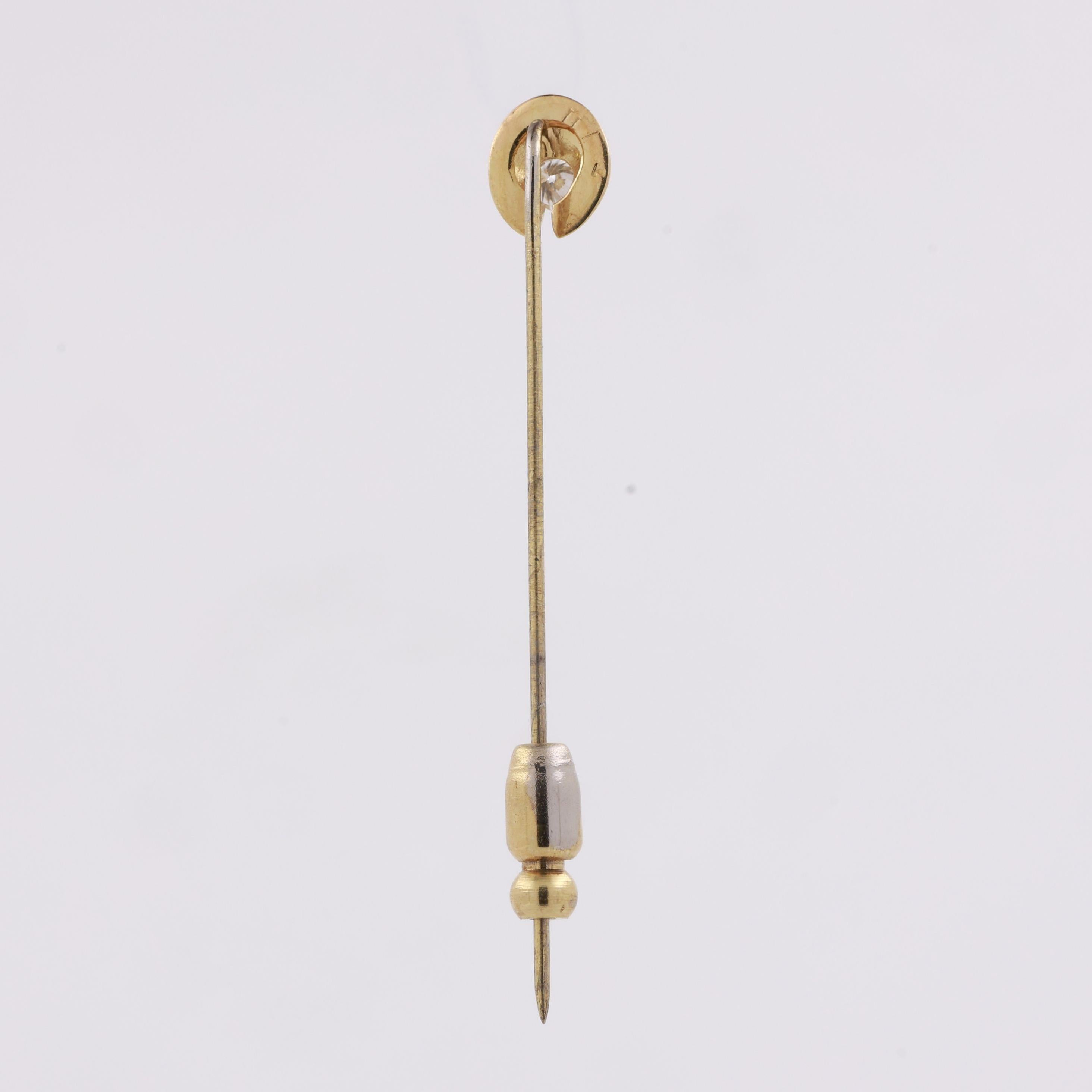 Vintage Estate Yellow Gold Diamond Brooch Pin 0.15 CT 2.05" Ladies