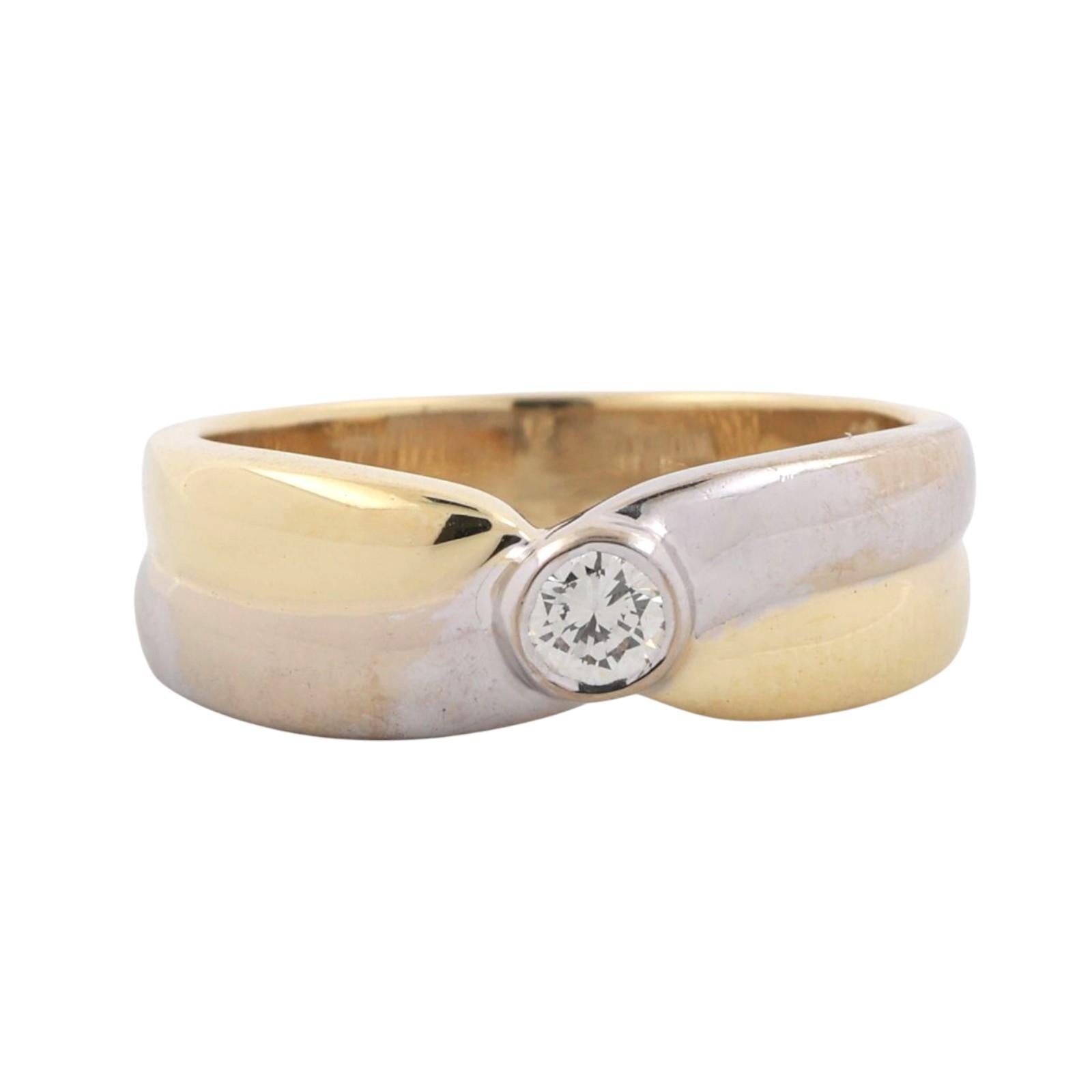 0.20 CT Round Diamond Crossover Band Ring 18K Gold Size 8 Ladies Estate