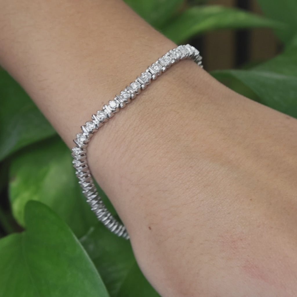 14K White Gold 4.00 CTW Natural Diamond Tennis Bracelet 7" 12.6g
