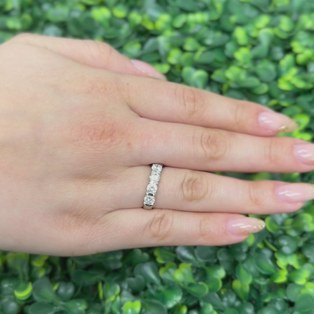 5-Stone Diamond Band Ring Platinum 1.50 TW Wedding Anniversary Size 6.75 Ladies