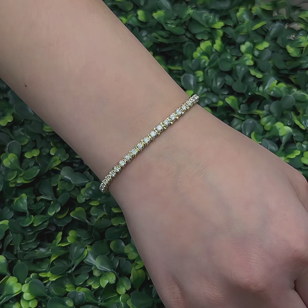 2.75 TW Round Diamond Tennis Bracelet 14K Yellow Gold 7" Estate