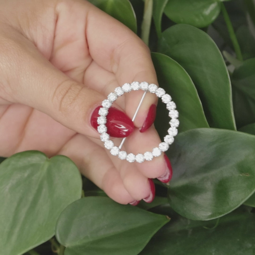 Vintage 4.00 TW Diamond Circle of Life Brooch Pin Platinum 1.25" Ladies Estate