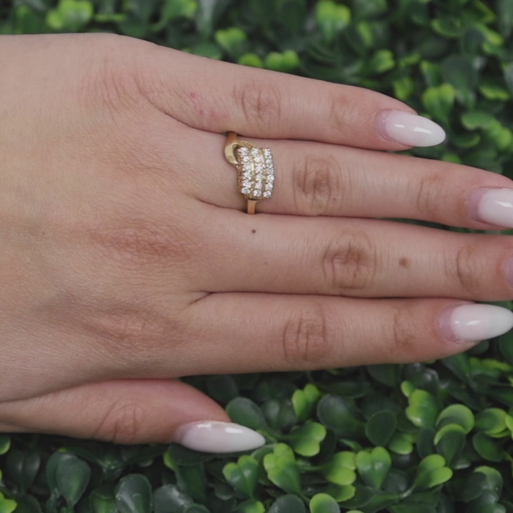 3-Row Diamond Swirl Ring 14K Yellow Gold 0.50 TW Diamonds Size 7.5 Ladies Estate