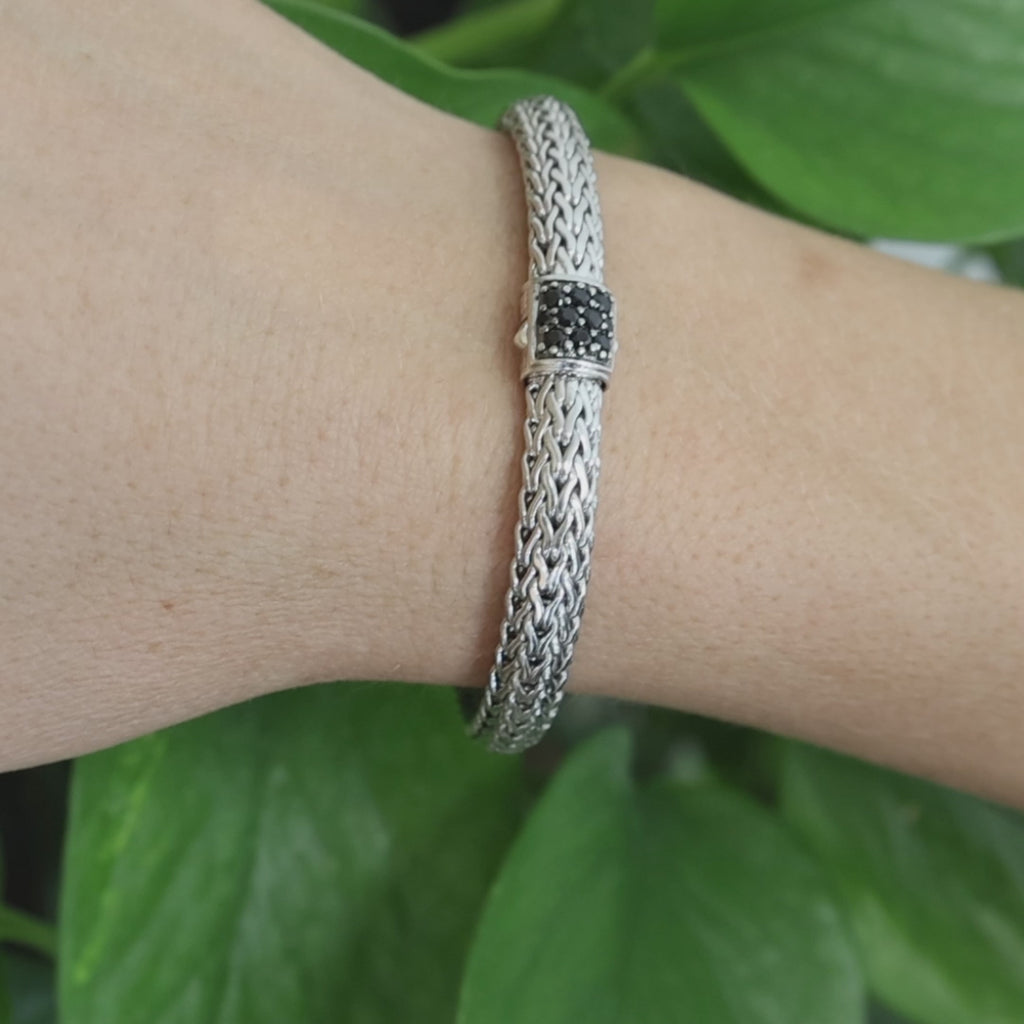 John Hardy Icon Classic Chain Black Sapphire Bracelet Sterling Silver 6.5mm 6.75
