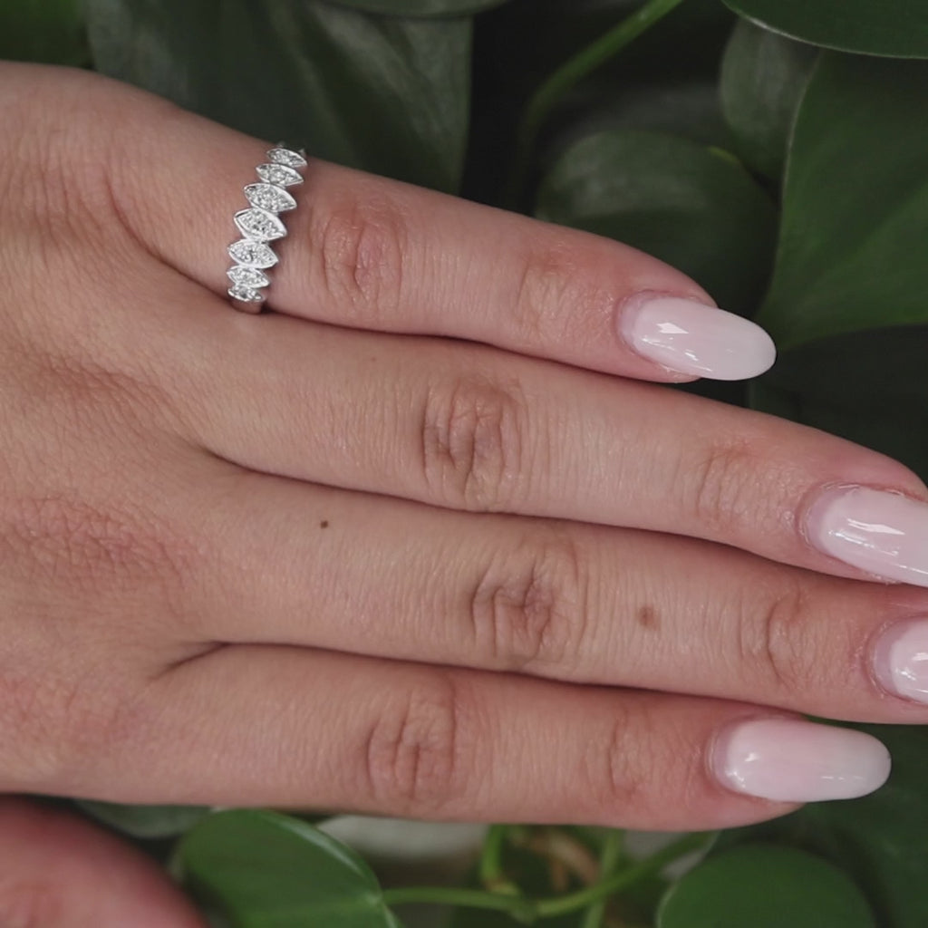 0.30 TW Diamond Half Eternity Band Ring Anniversary 14K White Gold Size 6.5