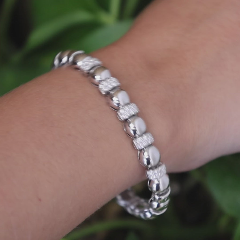 18K White Gold Diamond Bangle Bracelet Open Cuff Natural Round Diamonds Estate