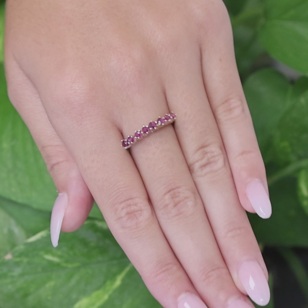 Natural Ruby Stackable Wedding Band Ring 17K Yellow Gold 0.32 CTW Size 5.5