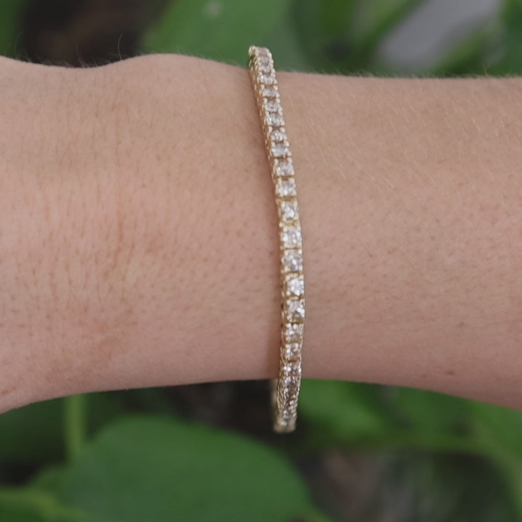 Natural Diamond Tennis Bracelet 14K Yellow Gold 3.00 CTW Round 7" Estate