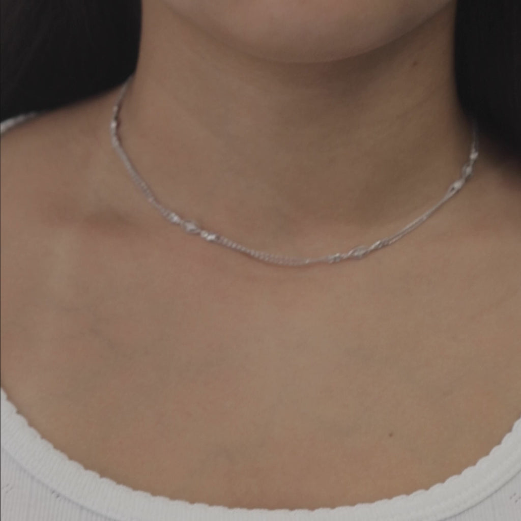 Gabriel & Co. Diamond Station Necklace 14K White Gold 0.40 TW Rolo Chain 15.75"