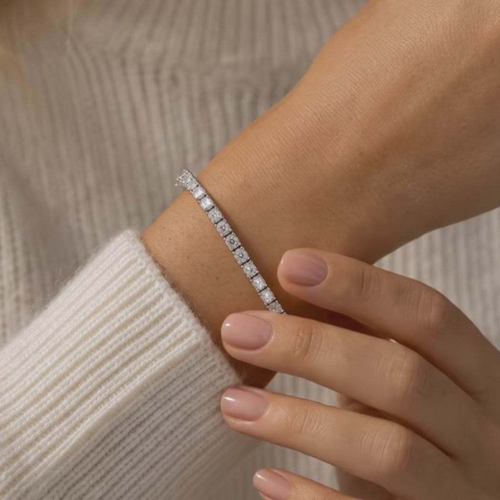 0.75CTW Diamond Tennis Bracelet 14K White Gold 7.75" Round Brilliant Estate