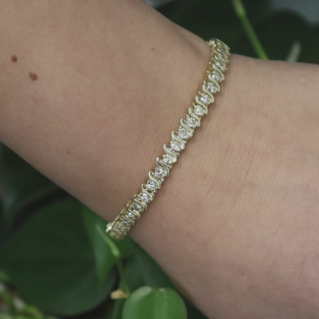 3.00 TW Diamond S Link Tennis Bracelet 14K Yellow Gold 7" Ladies Estate