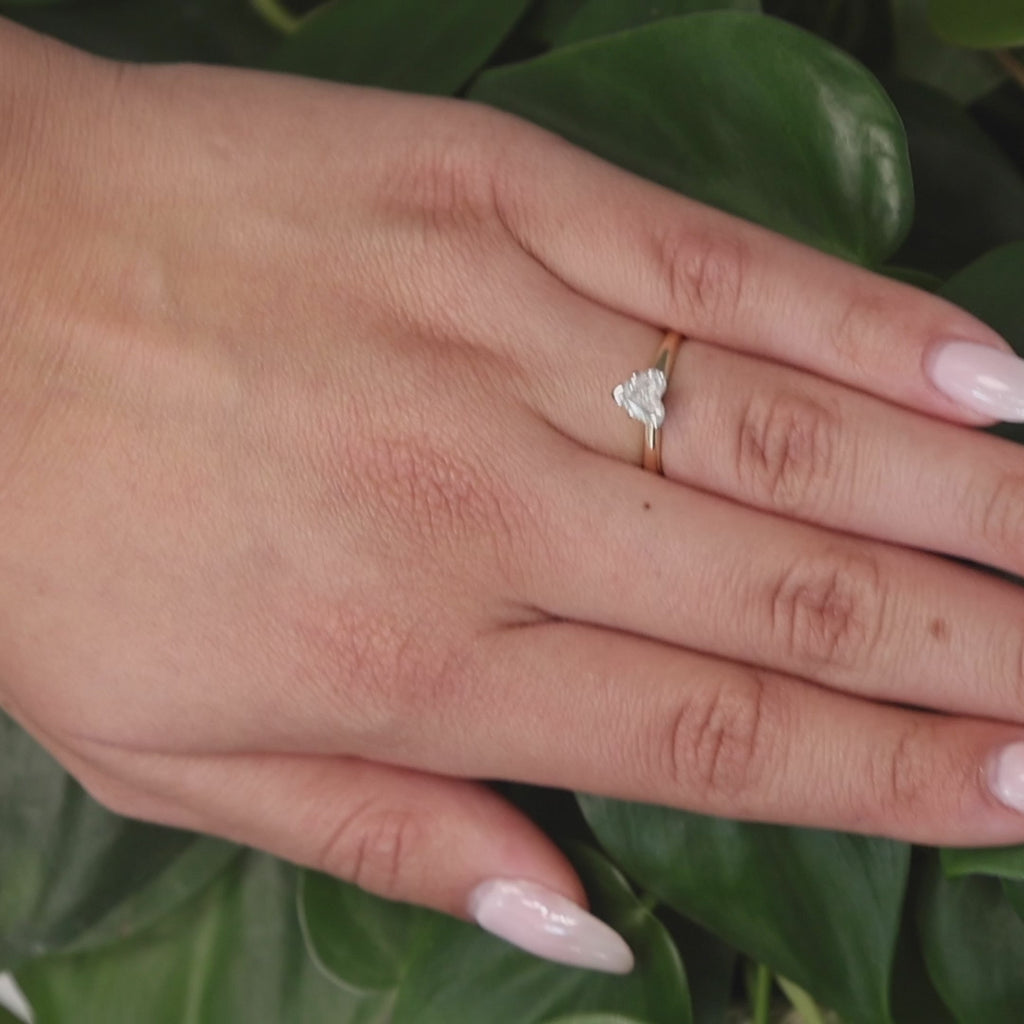 Heart Shape Diamond Solitaire Engagement Ring 14K Gold 0.64 CT Size 5.5 Estate