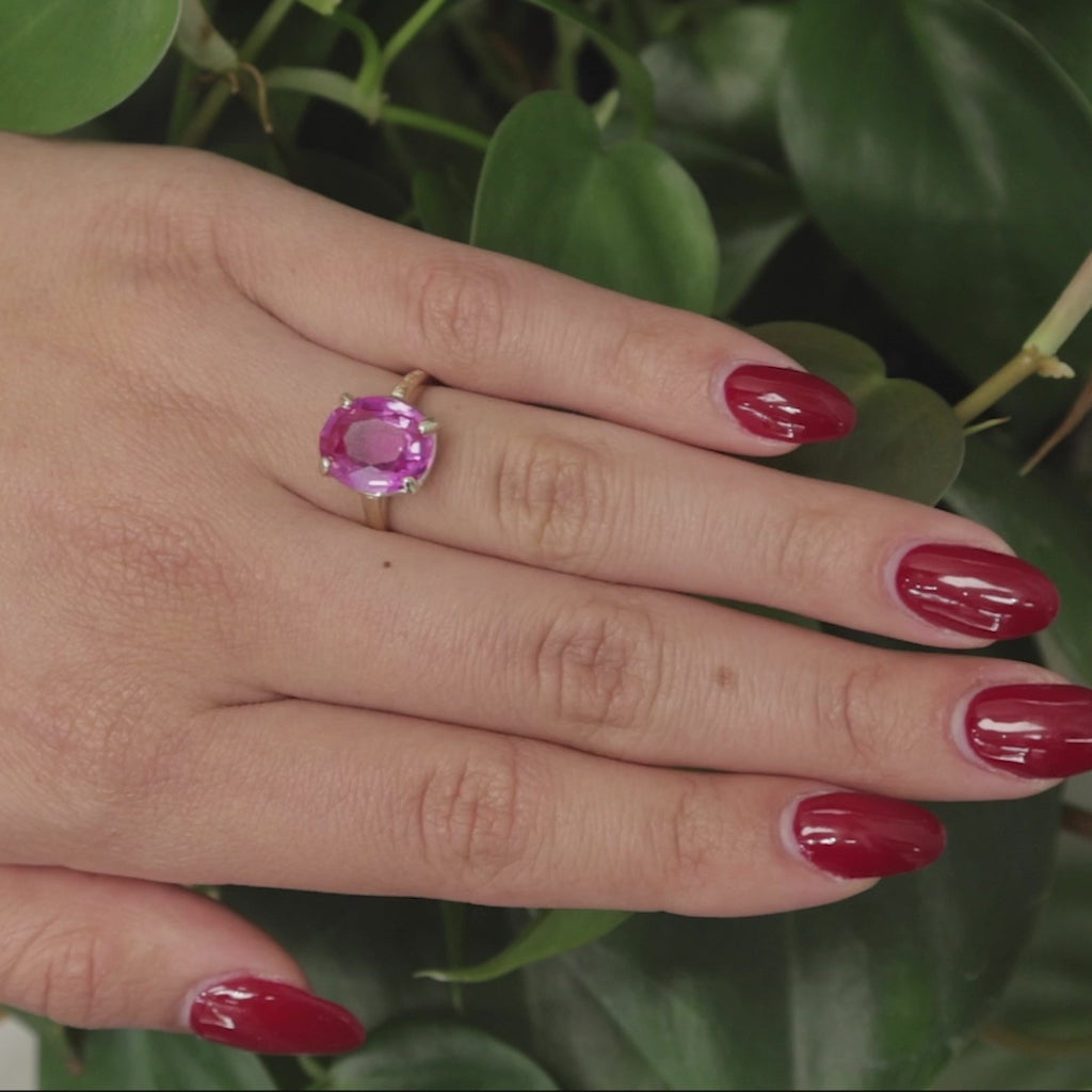 Oval Cut Ruby Solitaire Ring 10K Yellow Gold 6.75 CT Lab Grown Size 6.5 Ladies