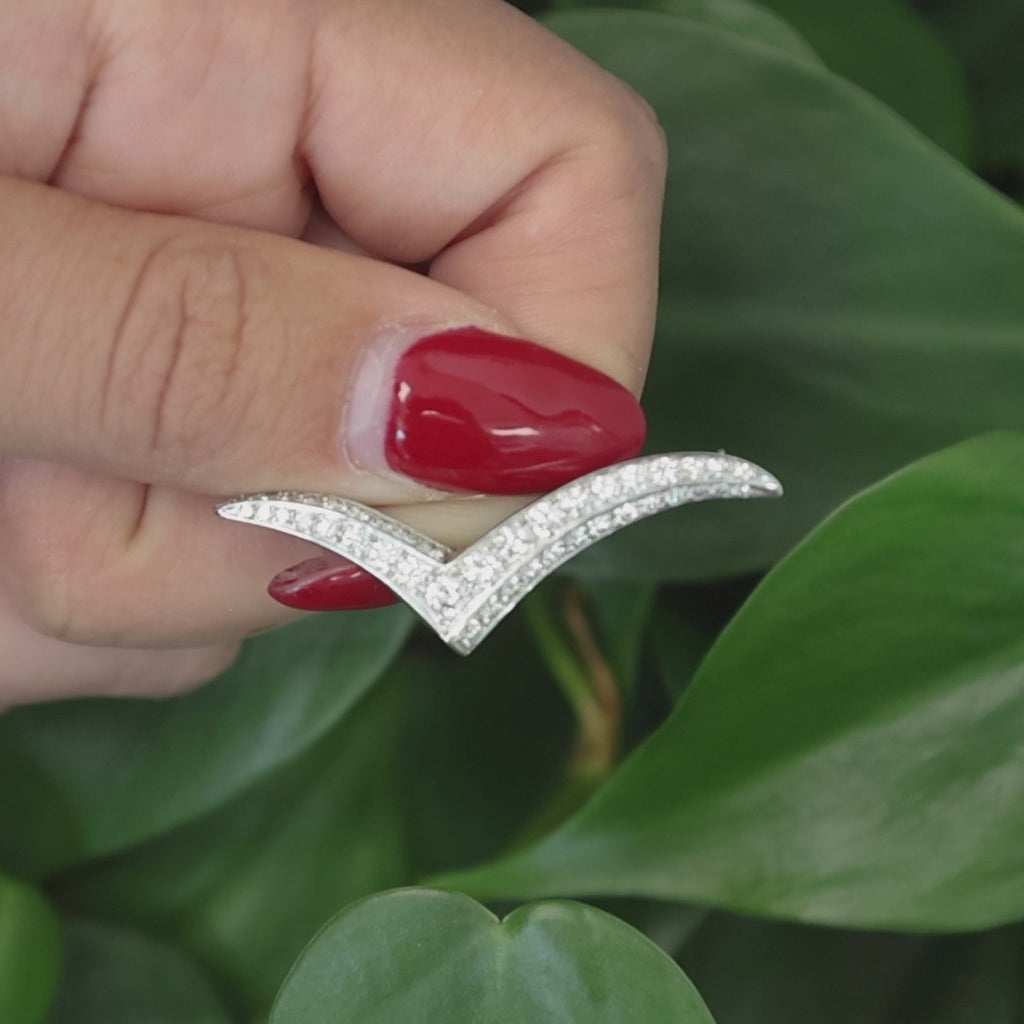 Tiffany & Co. Platinum Diamond Seagull Brooch 1.20 TW 1.60" Vintage