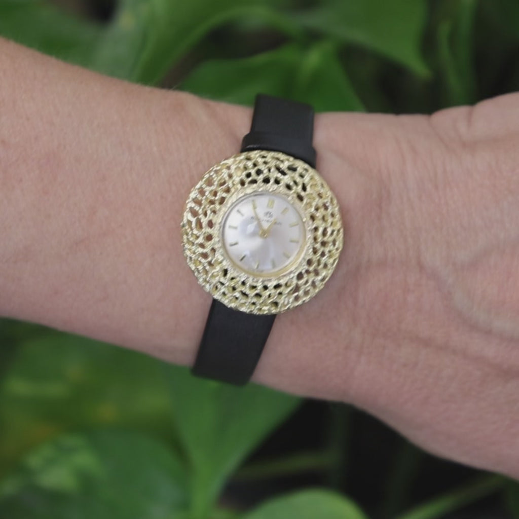 Bucherer 18K Yellow Gold Openwork Filigree Mechanical Ladies Watch Swiss Made