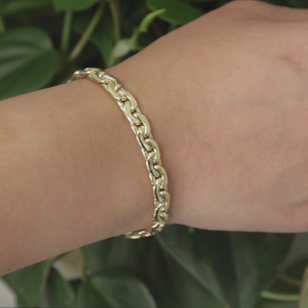 A. RUBEGA Fancy Link Bracelet 18K Gold Ladies Sapphire Cabochon Gems 7.75"